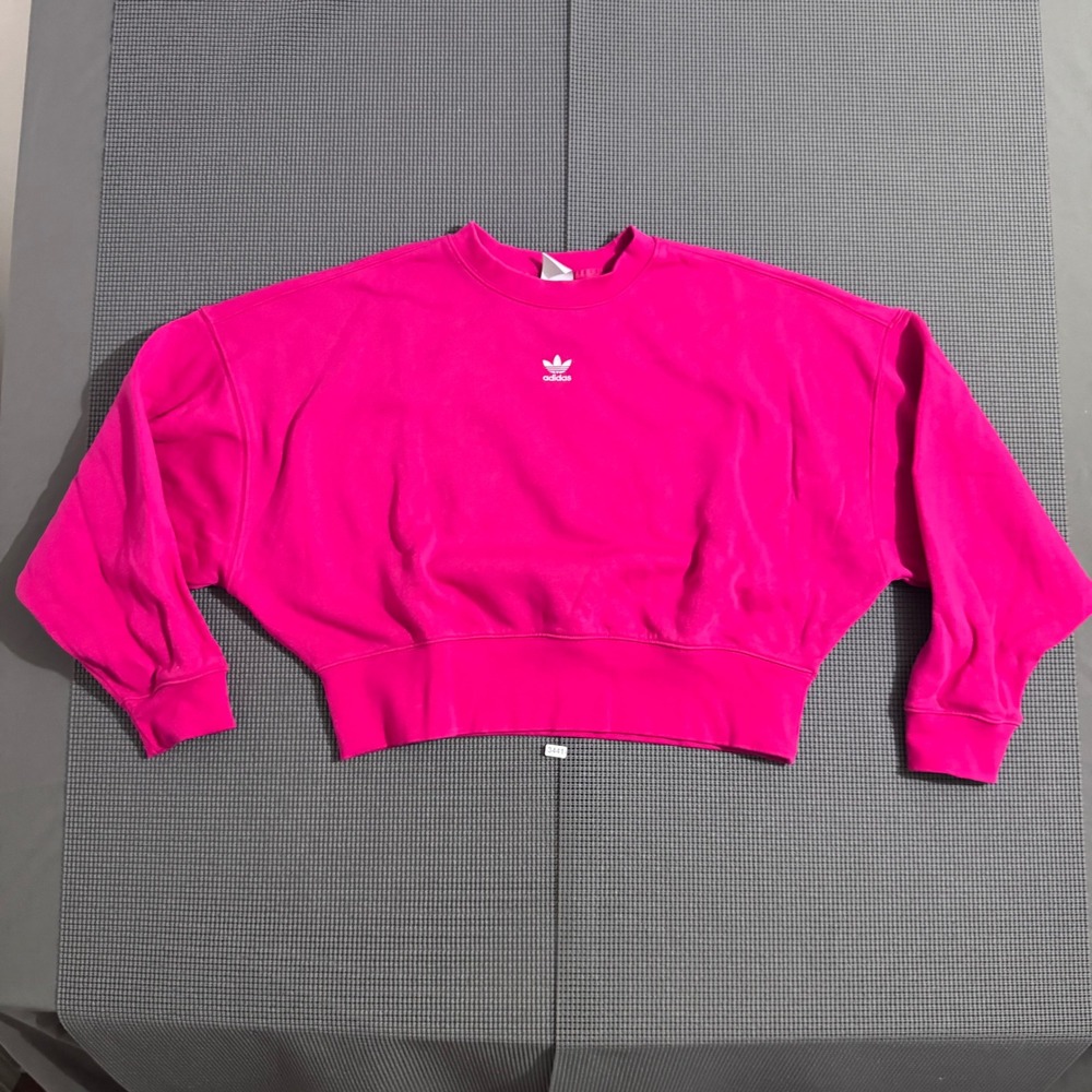 Adidas Originals Pink Cropped Trefoil Crewneck Sweatshirt Estimated M